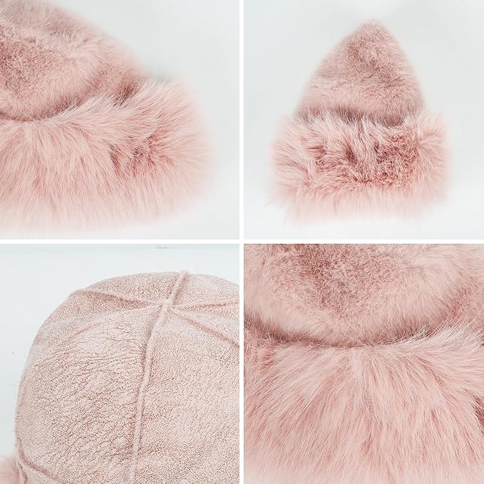 Fuzzy Bucket Hats for Woman Fur Winter Hat Fluffy Warmer Fisherman Cap