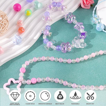 Assorted 210-270PCS Acrylic Beads for Bracelet Making, Bow Candy Heart Gummy Bear Kawaii Bracelet Charms,Cute Beads for Jewelry Making DIY Necklace Keychain Phone Charm Christmas Gift