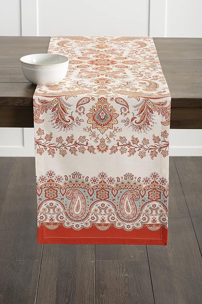Maison d' Hermine Table Runner 100% Cotton Single Layer Table Runners 108 inches Long for Thanksgiving Christmas Decorations Home Kitchen Dining Party Wedding (Cachemire, 14.5" x 108")