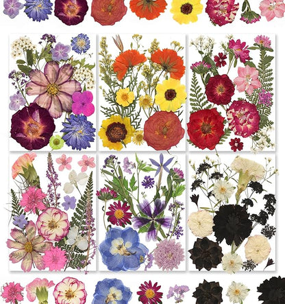 140pcs Dried Pressed Flower Leaves & Butterfly Stickers for Crafts,TrendCart Real Natural Dry Pressed Flowers & Leaves for Resin Molds Cake Candle Making Phone Cases Soap DIY Art Crafts Jewelry Making