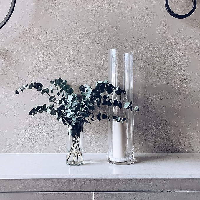 WGV Cylinder Vase, Diameter 5", Height 20", Clear Glass Floral Planter Container, Tall Centerpiece Arrangement for Wedding Party Event Home Office Decor, 1 Piece