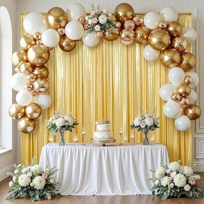 gogoparti 40x10FT Gold Sequin Backdrop Curtain - 8 Panels of 5x10FT Wrinkle-Free Glitter Drapes for Photography, Birthdays, Weddings & Graduations