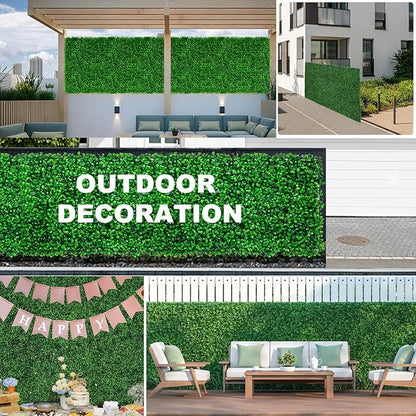 12 Pieces 24"x 16" Artificial Boxwood Panel, Grass Wall Panel, Boxwood Hedge Wall Panels UV Protected Suitable for Artificial Green Wall Decor, Fence Garden Wedding Backyard Decor