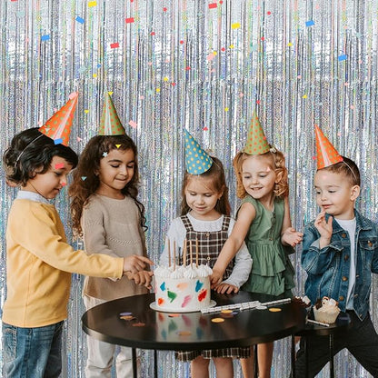 2 Pack Silver Birthday Decorations Silver Streamers Christmas Party Decorations Tinsel Backdrop Party Streamers Foil Fringe Curtains Shimmer Backdrop Bachelorette Wedding Christmas Door Decorations