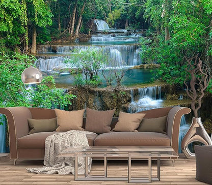 Cliouar-Kanchanaburi Waterfall Mural Wallpaper Peel and Stick 137" x 102"