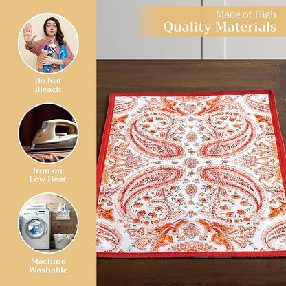 Maison d' Hermine Placemats Set of 4 100% Cotton Washable Cloth Place Mats, Reusable Table Mats for Thanksgiving Christmas Decorations Kitchen Dining Party Wedding Restaurant (Orient, 13" x 19")