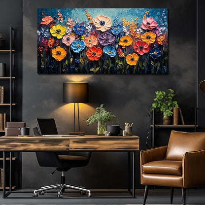 Flower Painting Wall Decor for Bedroom Teen Girl Colorful Paintings for Wall Floral Wall Art for Office Women 24 x 48 Inch