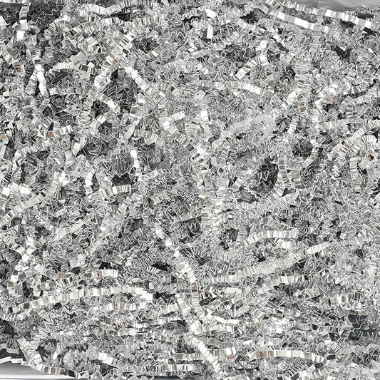 Uptotop 1 LB Crinkle Cut Paper Shred Filler for Gift Wrapping Basket Filling, Birthday, Christmas, Thanksgiving, Wedding, Mother's Day, Glitter Silver