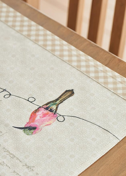 Maison d' Hermine Placemats Set of 2 100% Cotton Washable Cloth Place Mats, Reusable Table Mats for Kitchen Dining Decoration, Party, Wedding, Restaurant Spring/Summer (Birdies On Wire, 13" x 19")