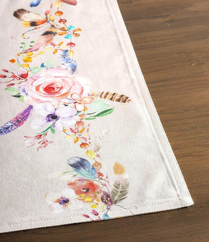 Maison d' Hermine Placemats Set of 4 100% Cotton Washable Cloth Place Mats, Reusable Table Mats for Kitchen Dining Decoration, Party, Wedding, Restaurant Spring/Summer (Ibiza - Beige, 13" x 19")