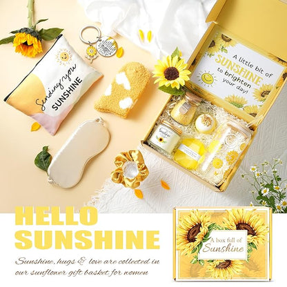 Birthday Gifts for Women, 12pcs Sunflower Self-Care Package, Sending Sunshine Get Well Gifts for Women, After Surgery Recovery Gifts, Thinking Of You Relaxing Spa Basket for Her Sister Mom Friends