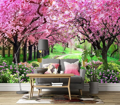 Cliouar-Pink Cherry Tree Flower Wall Mural Wallpaper Peel and Stick 137" x 102"