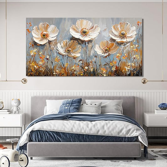 Canvas Wall Art Decor Art Work for Wall Decor Large Vintage Gold Wall Art Prints Wall Art Pictures for Living Room Nature Flower Wall Art Oversized Artwork for Walls Bedroom Office Decor 29" X 58"