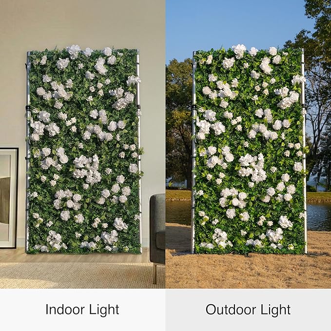 Artificial Luxury‌ Flower Wall Panels, Gorgeous 3D Silk Floral Backdrop for Wedding, Baby Show, Party and Home Decor, Quick Assembly/Storage, Eco ＆ Pet Friendly, 2 pcs, Each Panel 2 * 8 ft.