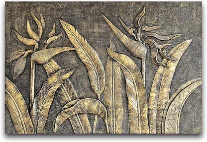Cliouar-Golden Bird of Paradise Sculpture 3D Three-Dimensional Wallpaper Mural 103" x 69"(Not Self-Adhesive)
