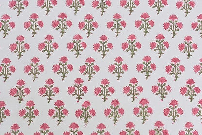 ATOSII Gulbahar White Pink 100% Cotton Fall Rectangle Tablecloth, Handblock Print Floral Table Cloth for Kitchen Dining Linen I Thanksgiving Christmas Weddings Outdoors I 72 X 120 Inches I 10 Seater
