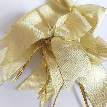 36pcs 4-1/2" Metallic Gold Bows with Twist Ties for Gift Wrapping Packing Christmas Decoration (4.5",W.Gold)