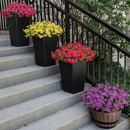 20 Bundles Artificial Flowers for Outdoor Fake Plants for Spring Decoration,Faux Eucalyptus Flowers for Planter UV Resistant Lifelike for Home Porch Garden（Red）