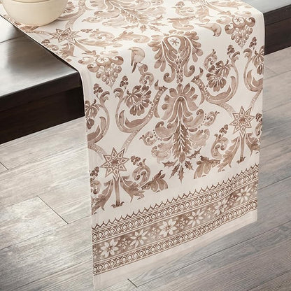 Maison d' Hermine Table Runner 100% Cotton Double Layer Table Runners 108 inches Long for Thanksgiving Christmas Decorations Home Kitchen Dining Party Wedding (Allure, 14.5" x 108")