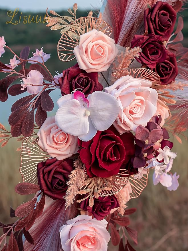 Wedding Arch Flowers, Artificial Flowers for Decoration, Large Flower Swag for Boho Styles Wedding Ceremony Floral Decor - Pack of 2