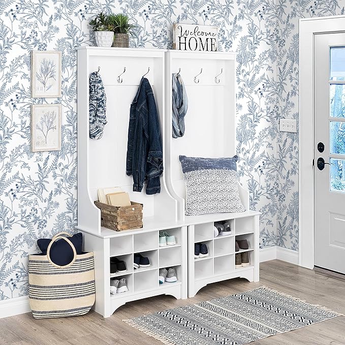 394"x17.3" Peel and Stick Wallpaper Blue and White Floral Wall Paper for Bedroom Blue Contact Paper for Cabinets Self-Adhesive Removable Wallpaper for Bathroom Kitchen Wall Decor