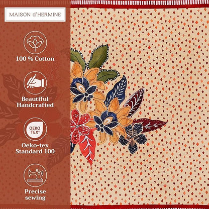 Maison d' Hermine Placemats Set of 4 100% Cotton Washable Cloth Place Mats, Reusable Table Mats for Thanksgiving Christmas Decorations Kitchen Dining Party Wedding Restaurant (Kalahari, 13" x 19")