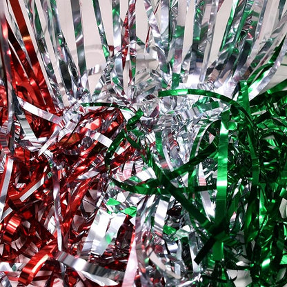 Red Green Silver Tinsel Curtain Backdrop - Christmas Party Decorations Foil Fringe Curtains for Photo Booth Props Xmas New Years Party Supplies - 2Pack 3.2×8.2ft