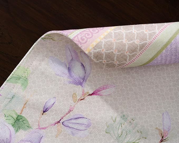 Maison d' Hermine Placemats Set of 4 100% Cotton Washable Cloth Place Mats, Reusable Table Mats for Kitchen Dining Decoration, Party, Wedding, Restaurant Spring/Summer (Magnolia Mornings, 13" x 19")