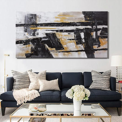 Abstract Wall Art Wall Decor Bedroom Pictures Artwork Canvas Wall Art Black And Gold Artwork Large Size Modern Painting Wall Decoration Pictures For Living Room Home Kitchen Office 30 x 60 Inch