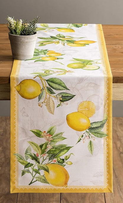 Maison d' Hermine Table Runner 100% Cotton Single Layer Table Runners 108 inches Long Decorative for Home Kitchen Dining Party Wedding Bridal Shower Spring Summer (Limoncello, 14.50" x 108")