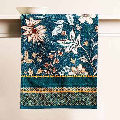 Maison d' Hermine Table Runner 100% Cotton Double Layer Table Runners 72 inches Long for Thanksgiving Christmas Decorations Home Kitchen Dining Party Wedding (Luxury Loft - Dark Teal, 14.5" x 72")