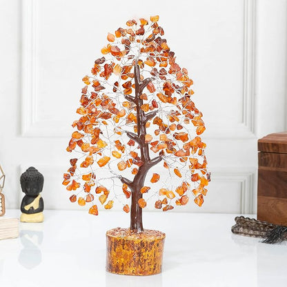 Crocon Carnelian Chakra Tree of Life - Crystal for Positive Energy, Handmade Gemstone Feng Shui Decor, Good Luck Money Tree Bonsai - Orange Healing Crystals for Sacral Chakra, Prosperity Gift