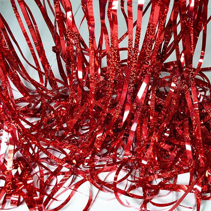Red Tinsel Curtain Party Streamer, Foil Curtain Backdrop Photo Booth Props for Birthdays Bridal Shower Valentines New Years Party Decorations - 2 Pack 3.2×8.2ft