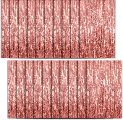 20 Pack Foil Curtain Backdrop Rose Gold Metallic Tinsel Foil Fringe Curtains Photo Booth Props for Birthday Wedding Engagement Baby Shower Bachelorette Christmas Holiday Celebration Party Decorations