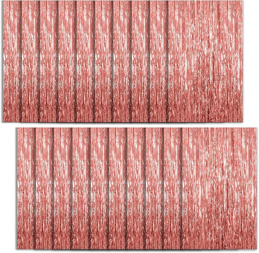20 Pack Foil Curtain Backdrop Rose Gold Metallic Tinsel Foil Fringe Curtains Photo Booth Props for Birthday Wedding Engagement Baby Shower Bachelorette Christmas Holiday Celebration Party Decorations