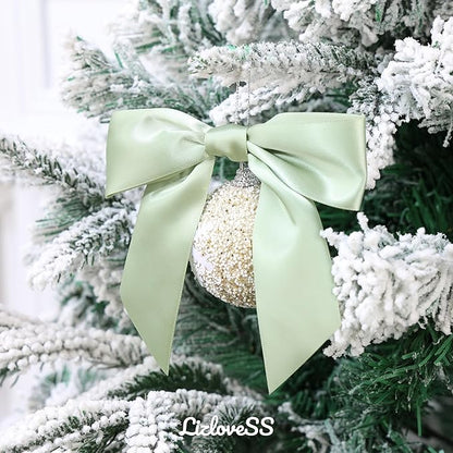 Sage Green Satin Ribbon Twist Tie Bows 5 Inch Pre-Tied Dusty Sage Gift Bows for Crafts, Treat Bags, Party Favors, Wedding, Baby Shower, Candy Apple, Christmas (36 Pack)