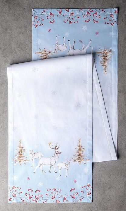 Maison d' Hermine Table Runner 100% Cotton Single Layer Table Runners 60 inches Long for Thanksgiving Christmas Decorations Home Kitchen Dining Party Wedding (Fairy Tale Forest, 14.5" x 60")