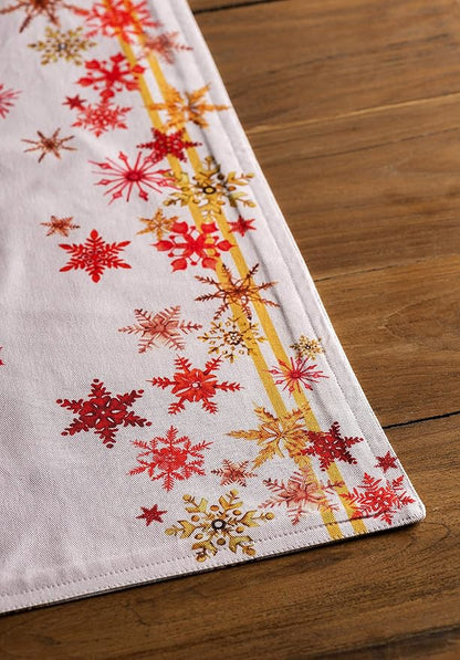 Maison d' Hermine Placemats Set of 4 100% Cotton Washable Cloth Place Mats, Reusable Table Mats for Thanksgiving Christmas Decorations Kitchen Dining Party Wedding Restaurant (Crystal Star, 13" x 19")
