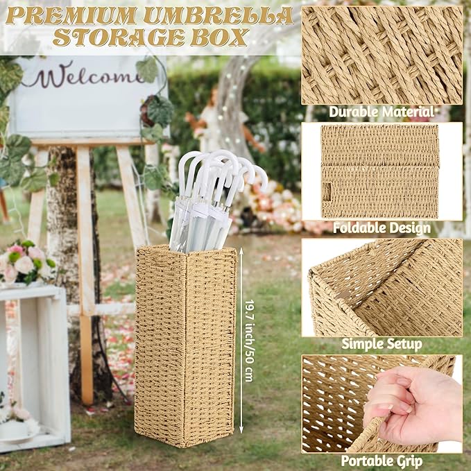 Aodaer Clear Wedding Umbrella with Foldable Storage Box Transparent Auto Open Stick Umbrellas Windproof Large Canopy Umbrella with J Hook Handle for Outdoor Activities, Wedding Photography