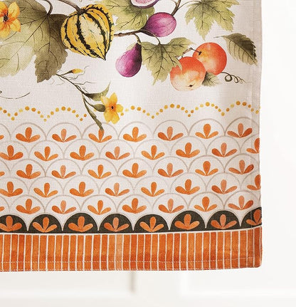Maison d' Hermine Table Runner 100% Cotton Double Layer Table Runners 72 inches Long for Thanksgiving Christmas Decorations Home Kitchen Dining Wedding (Pumpkin Garden - Cloudy Cream, 14.5" x 72")