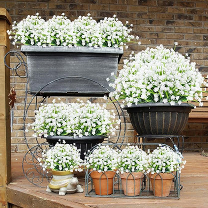 AGIRL 24 Bundles Artificial Flowers for Outdoor,No Fade Fake Plastic Flowers Faux Plants for Decoration Hanging Planters Indoor Outside Garden Porch Window Box Home Wedding Farmhouse