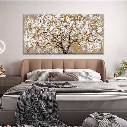 Large Wall Art For Living Room Gold Abstract Tree Of Life Modern Artwork Canvas Art Wall Decor Painting Tree Pictures Home Wall Decor Ready To Hang For Bedroom Decor 29" X 58"