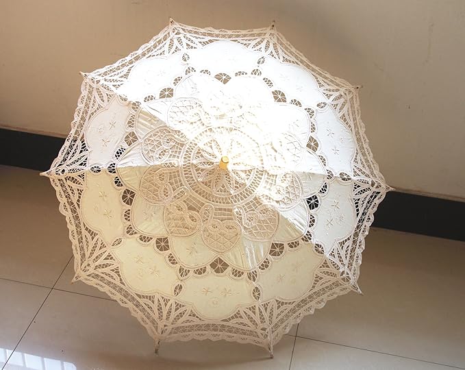 Handmade Ivory Lace Parasol Umbrella Wedding Bridal 30 Inch Adult Size