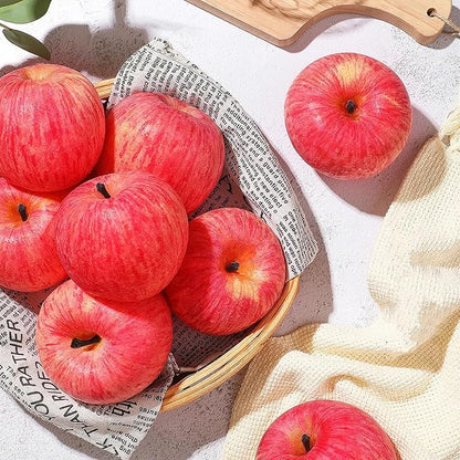 Fake Fruit Artificial Apples, Set of 6 Decorative Fruit Lifelike Faux Apples Realistic Fruits Apple Decorations for Kitchen, Realistic Fake Fruits Party Props Home Decor