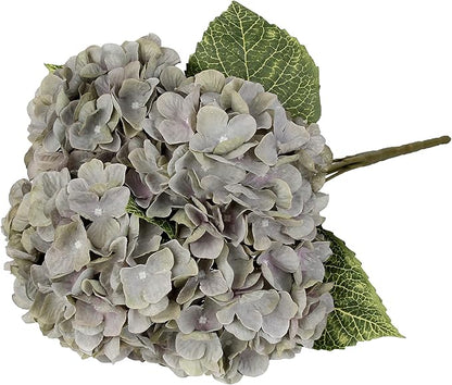 2Bouquets Artificial Fake Flowers Plants Silk Hydrangea Arrangements Wedding Bouquets Decorations Plastic Floral Home Kitchen Garden Party Festival Bar DIY (Gray Green,5 Flower Heads)