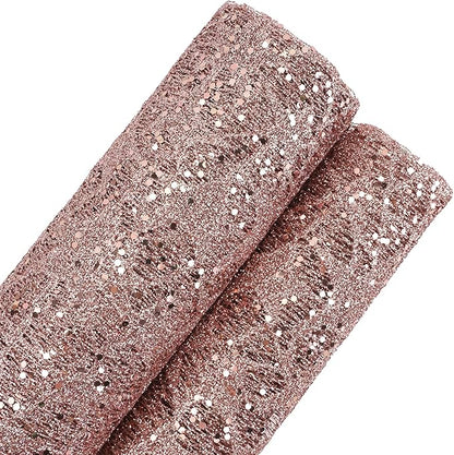 MEEDEE Rose Gold Glitter Mesh Star Web Ribbon 10 Inch Wide by 10 Yards Roll Rose Gold Fabric Ribbon Decorative Mesh Ribbon for Christmas Tree, Garland, Wreaths, Bows, Home Decor
