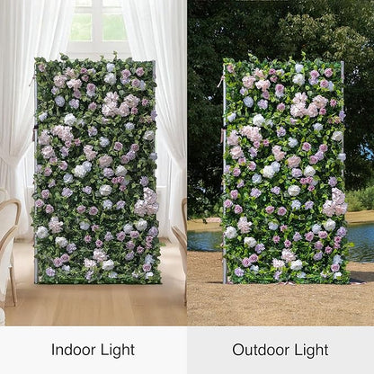 Artificial Luxury‌ Flower Wall Panels, Gorgeous 3D Silk Floral Backdrop for Wedding, Baby Show, Party and Home Decor, Quick Assembly/Storage, Eco ＆ Pet Friendly, 2 pcs, Each Panel 2 * 8 ft.