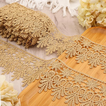 Green Lace Trim 7.5 Yards Wide Embroidered Floral Trim Edge Venise Lace Ribbon for Wedding Dress Crafting, Costume Design, DIY Apparel Embellishment, Home Decor
