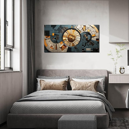 Abstract Canvas Wall Art for Living Room Bedroom Office Gold and Black Large Wall Art Geometric Abstract Picture Framed Wall Decor Modern Canvas Prints 20x40 In