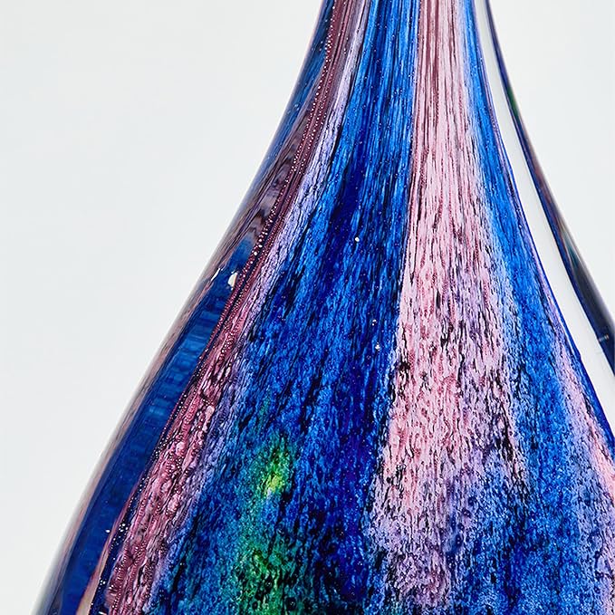 Luxury Lane Hand Blown Abstract Hollow Tear Drop Sommerso Art Glass Sculpture for Home Decor 11.5 inch Tall Centerpiece Table Decoration
